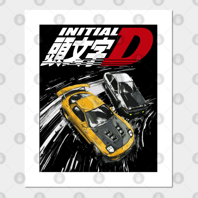 Intial D Tendem Mountain Drift Rx7 Vs Ae86 Initial D Posters And Art Prints Teepublic