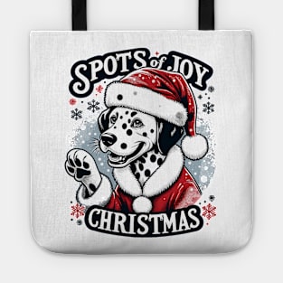 "Spots of Joy Christmas" - Festive Dalmatian Santa Tote