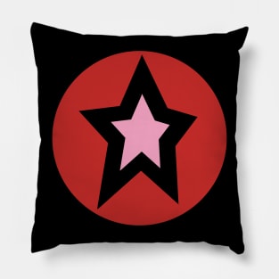 Pink Star Red Circle Graphic Pillow