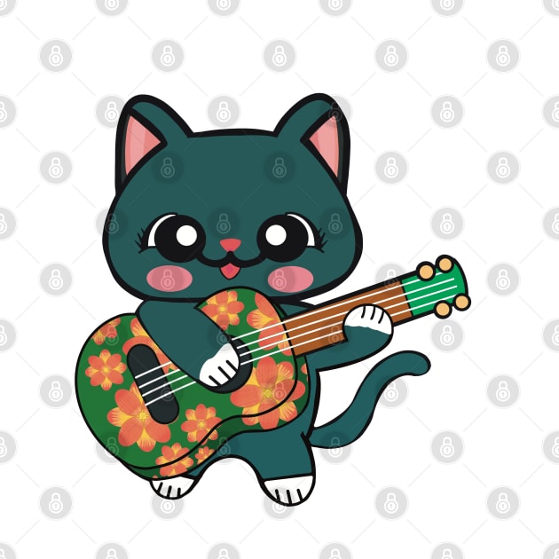 Cat Playing Ukulele by FlippinTurtles