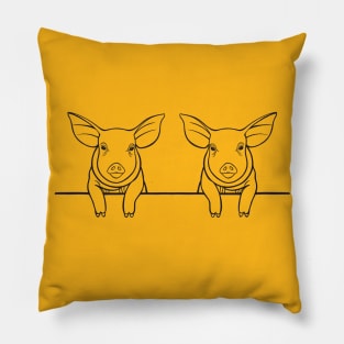 Piglets in Love - cute farm animal design - yellow Pillow