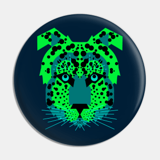 Cheetah Face, Neon Green Pin