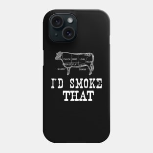 Funny Barbeque Gift I'd Smoke That Cow BBQ Grill Chef Gifts Phone Case