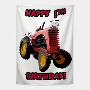 Happy 5th birthday tractor design Tapestry