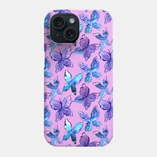 Butterfly Pattern with Purple Background Phone Case