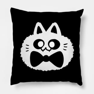 fluffy cat with bow tie // white Pillow