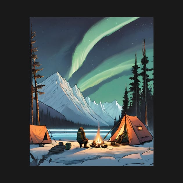 Camping under the aurora borealis by TouchofAlaska