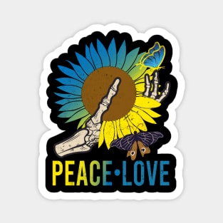 Skeleton Hand Sunflower Butterflies Peace Love Magnet