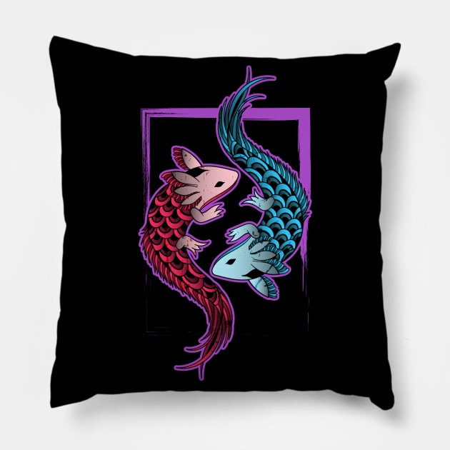mexican axolotl Pillow by PaperHead