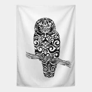 Swirly Owl (black) Tapestry