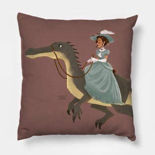 Victorian Lady and Baryonyx Pillow