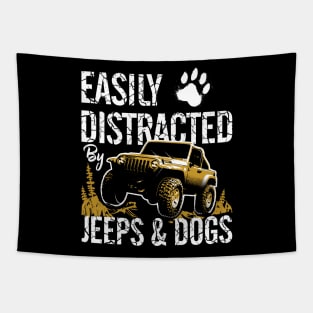 Easily Distracted By Jeeps And Dogs Tapestry