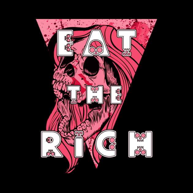 Eat the Rich Zombie Skull Pink and Red by Glass Table Designs