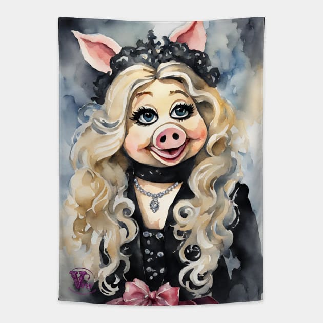 Miss Piggy Goth version Tapestry by Viper Unconvetional Concept