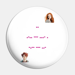 I Love You in Morse Code - Art with Girl and Boy Pin