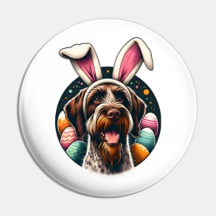 Wirehaired Pointing Griffon Embraces Easter with Bunny Ears Pin