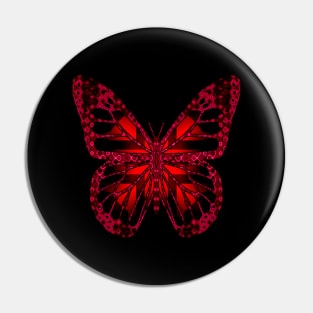 Fantasy Butterfly with Iridescent Red Geometric Wings Pin