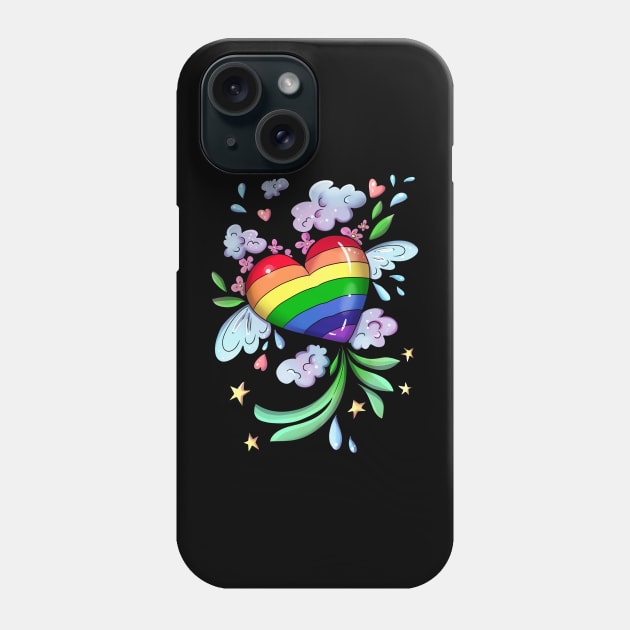 Rainbow Winged Heart Phone Case by Juame