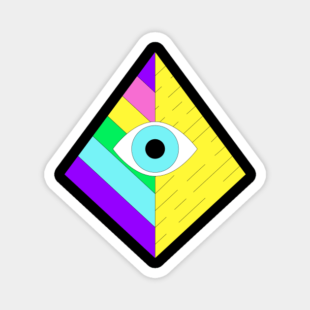 Pyramid Colorful Abstract Illuminati , Pyramid Eye Artwork Magnet by Utopia Shop