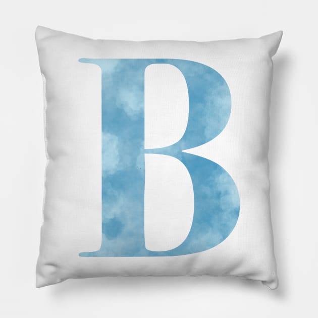 Clouds Blue Sky Initial Letter B Pillow by withpingu