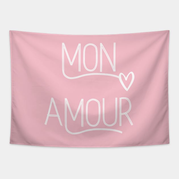 Mon Amour French Français Paris Tapestry by From Mars