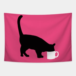 Cat and Coffee Mug, Funny Cat, Cat Lovers Tapestry