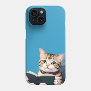 Funny Cute Kawaii Anime Book Lover Bookworm Reading Cat Phone Case