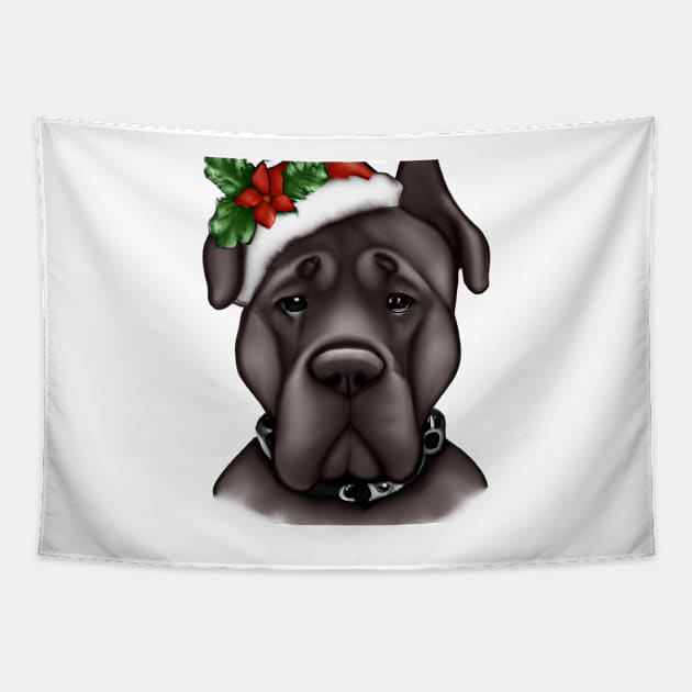 Cute Cane Corso Drawing Tapestry by Play Zoo
