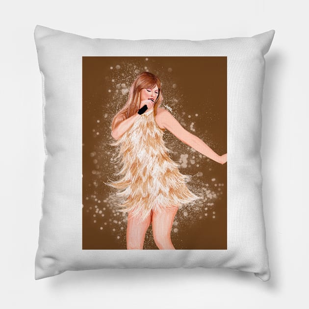 Fearless, Eras Tour, Taylor Inspired Illustrations Pillow by Imaginelouisa