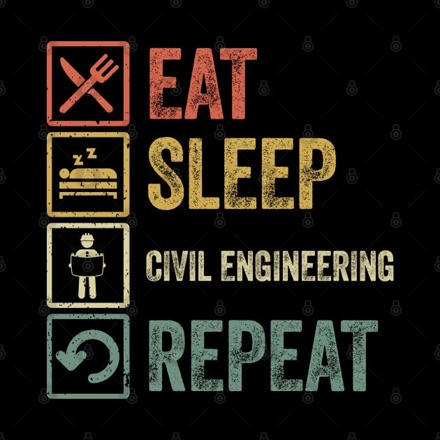 Funny eat sleep civil engineering repeat vintage by Lyume