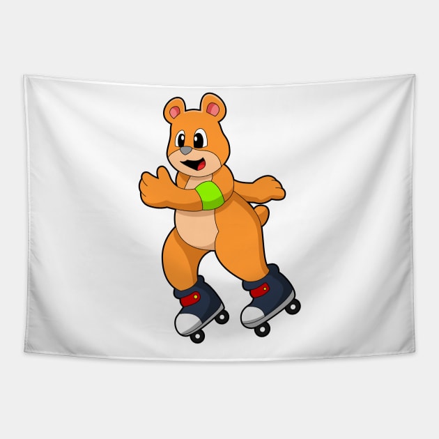 Bear as Skater with Inline skates Tapestry by Markus Schnabel
