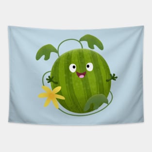 Cute happy smiling watermelon cartoon Tapestry