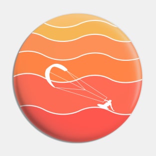 Kite surfer sunset waves Pin