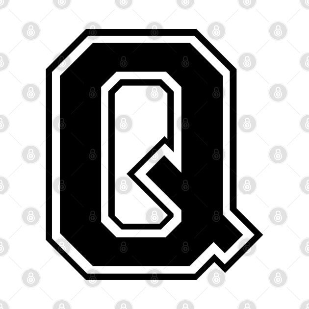 Initial Letter Q - Varsity Style Design - Black text by Hotshots