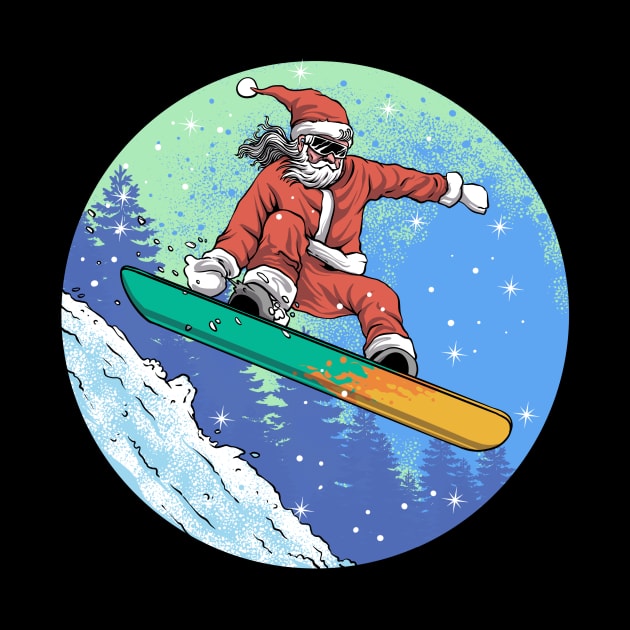 Snowboarding Santa by phsycartwork