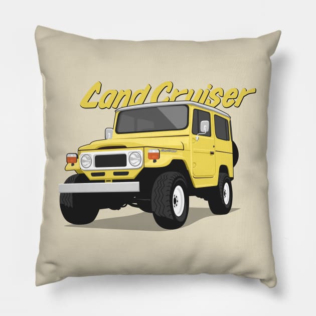 Land cruiser fj40 hardtop off road yellow Pillow by creative.z