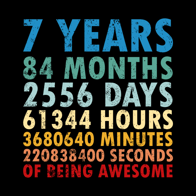 7th Birthday Countdown 7 years of being Awesome / Seven Birthday / 7 Years Old / Girls and Boys / Vintage Retro Style gifts ideas by johnii1422