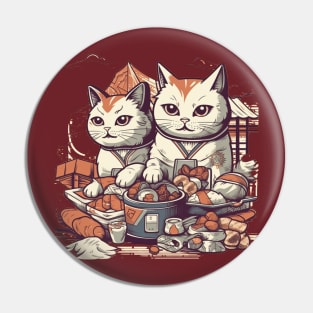 Comic cats eat sweet pastries Pin