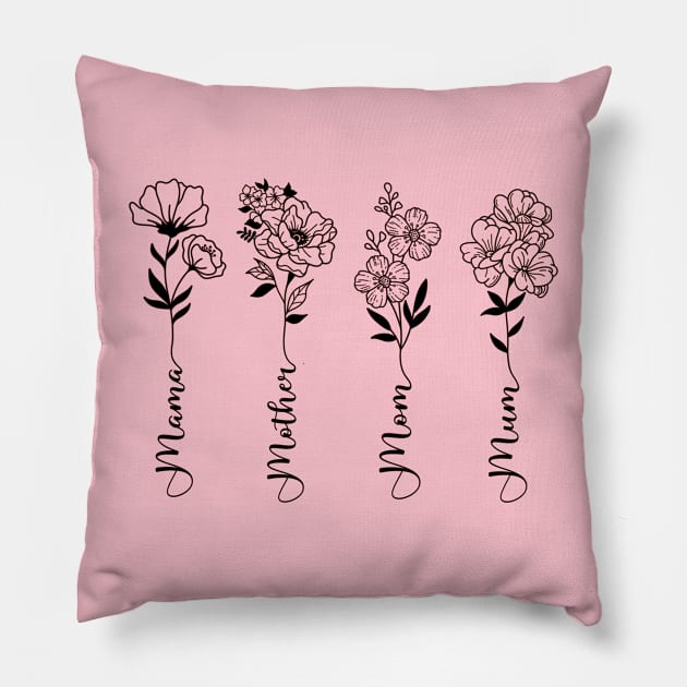 Mom Wildflowers Mother's Day Pillow by JDVNart