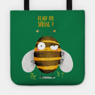 Ready for spring, watercolor funny bee Tote