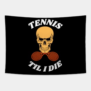 US Open Awesome Tennis Lover Skull and Crossbones Tennis Rackets Tapestry