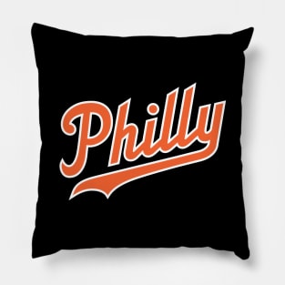 Philly Script - Black/Orange Pillow