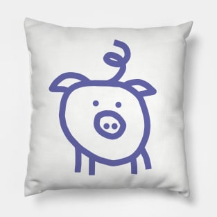 Very Peri Periwinkle Blue Line Animals Cute Pig Color of the Year 2022 Pillow