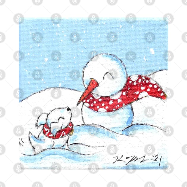 Snowpup Friend by KristenOKeefeArt