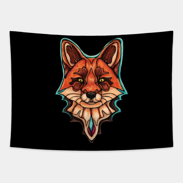 Red fox head, kitsune fox graphic Tapestry by NadiaChevrel