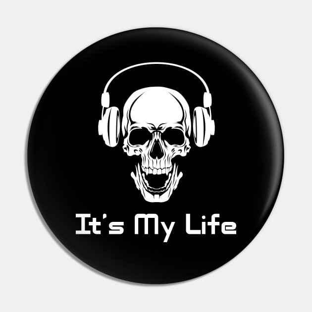 Skull with headphones Pin by My Happy-Design