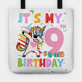 It's My 9th Birthday Girl Cute Unicorn B-day Giif For Girls Kids toddlers Tote