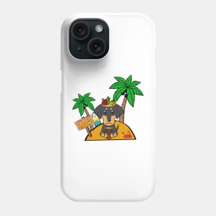 Funny dachshund is on a deserted island Phone Case