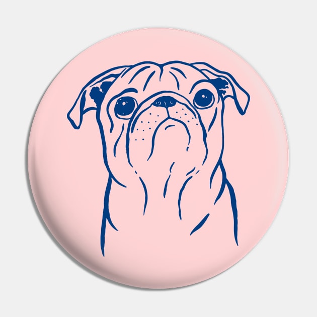 Pug (Pink and Blue) Pin by illucalliart