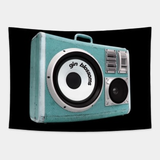 a radio with gin blossoms sticker Tapestry